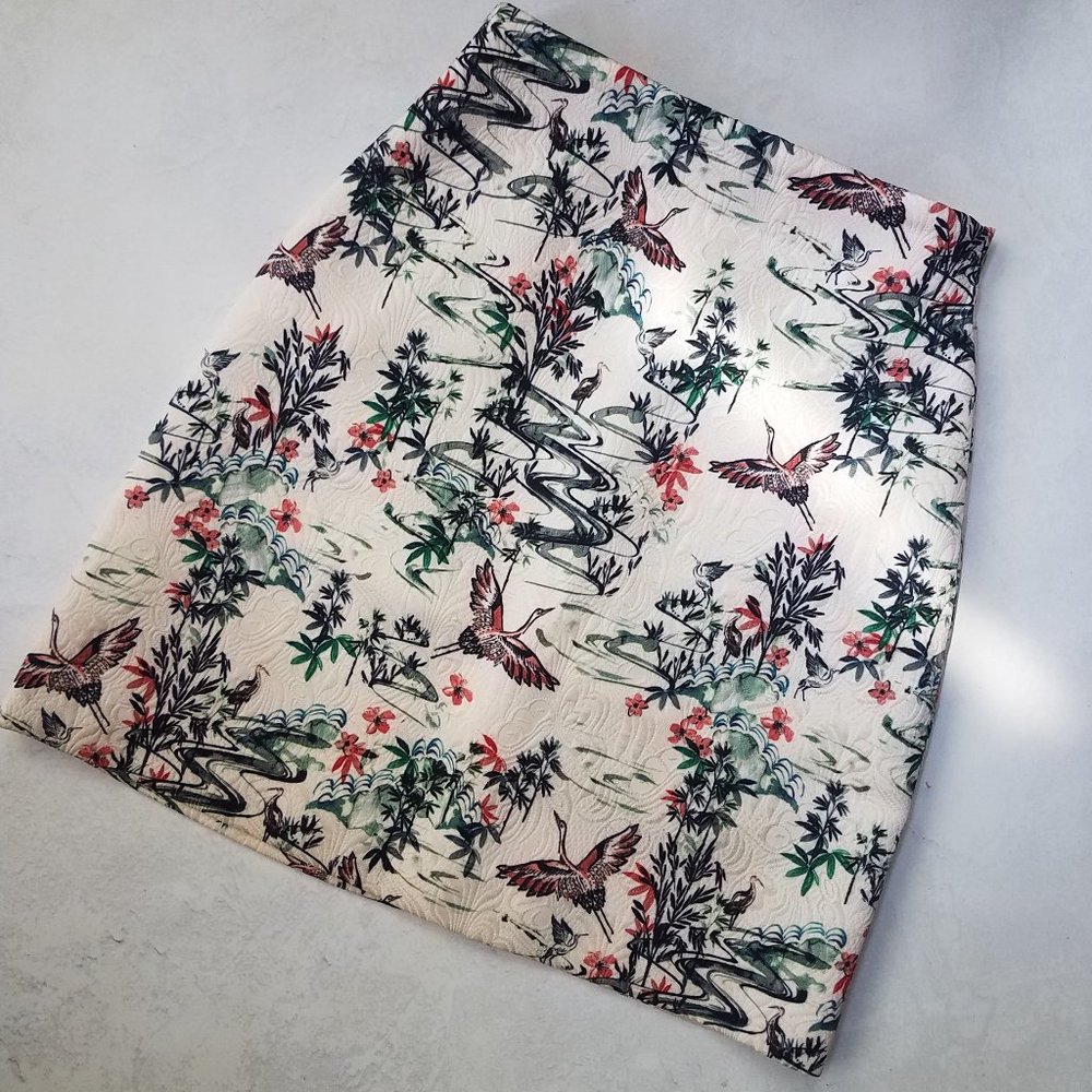 H&M Textured Watercolor Pencil Skirt